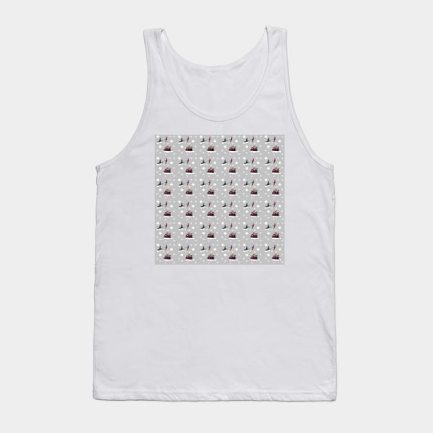 Kids On Sleds With Snowflakes Tank Top by aldersmith